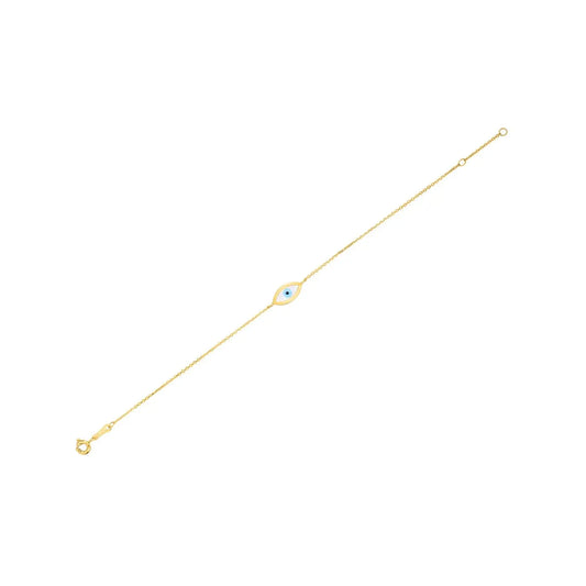 14k Yellow Gold MOP Evil Eye Bracelet (1.00 mm) RCJ