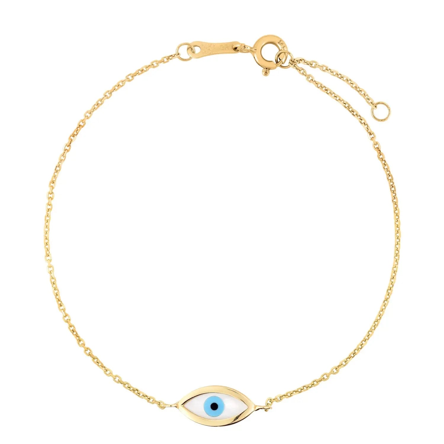 14k Yellow Gold MOP Evil Eye Bracelet (1.00 mm) RCJ