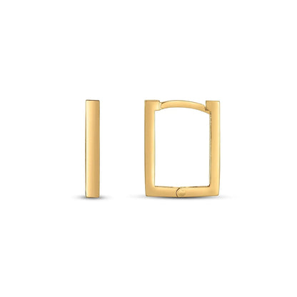 14k Yellow Gold Rectangle Huggie Hoops RCJ