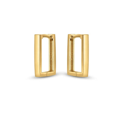 14k Yellow Gold Rectangle Huggie Hoops RCJ