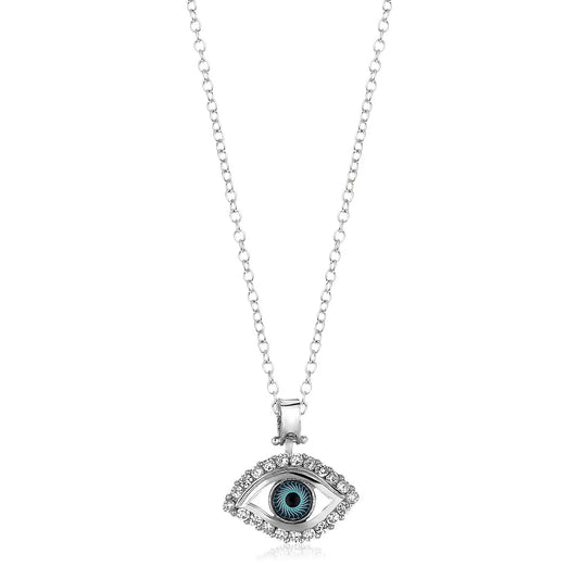 Sterling Silver Evil Eye Pendant with Cubic Zirconias RCJ