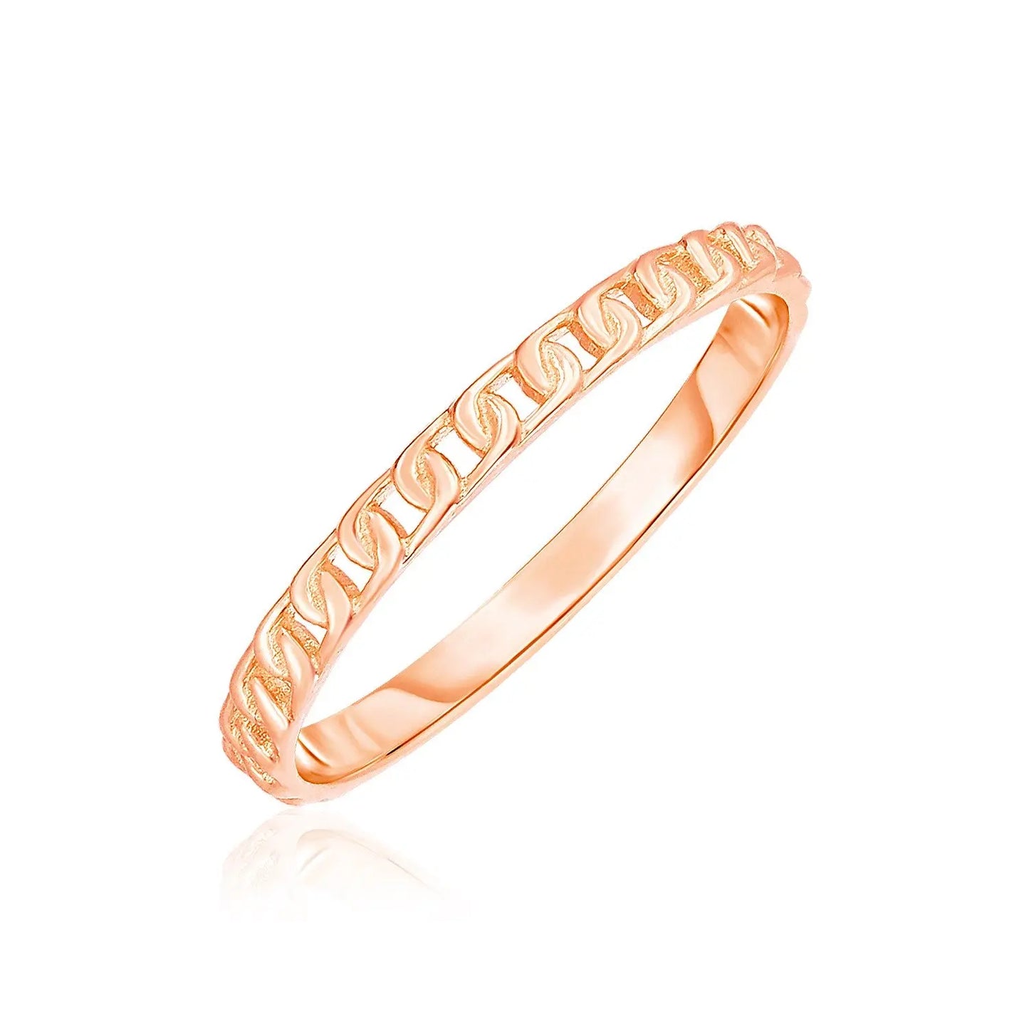 14k Rose Gold Ring with Bead TextureMonde Trend