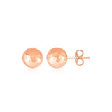 14k Rose Gold Ball Earrings with Faceted Texture(5mm)Monde Trend