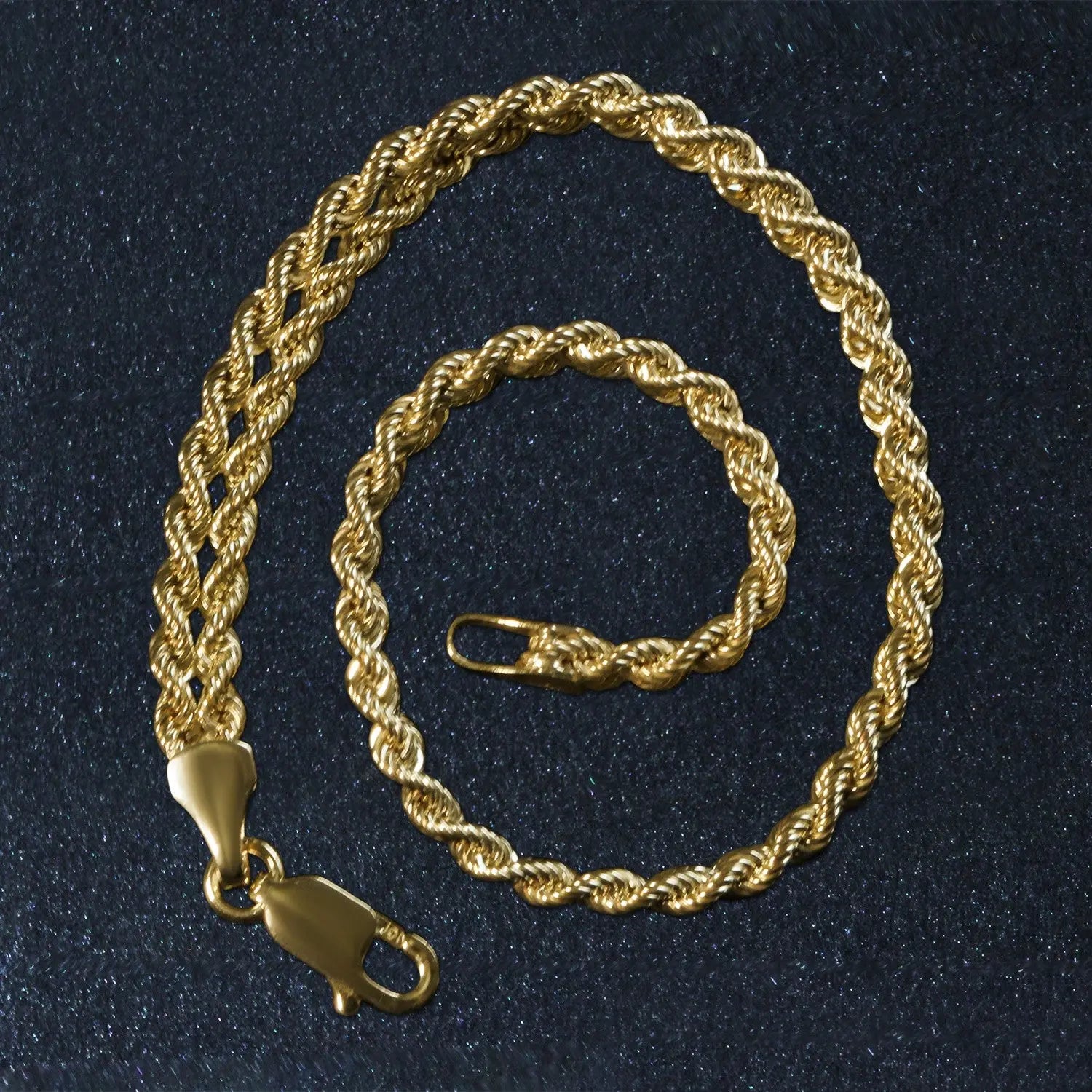 Double Rope Chain Bracelet in 10k Yellow Gold (2.10 mm) RCJ