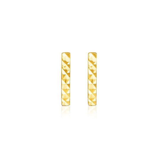 14k Yellow Gold Textured Bar Earrings RCJ