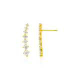 14k Yellow Gold Climber Post Earrings with Cubic Zirconias RCJ