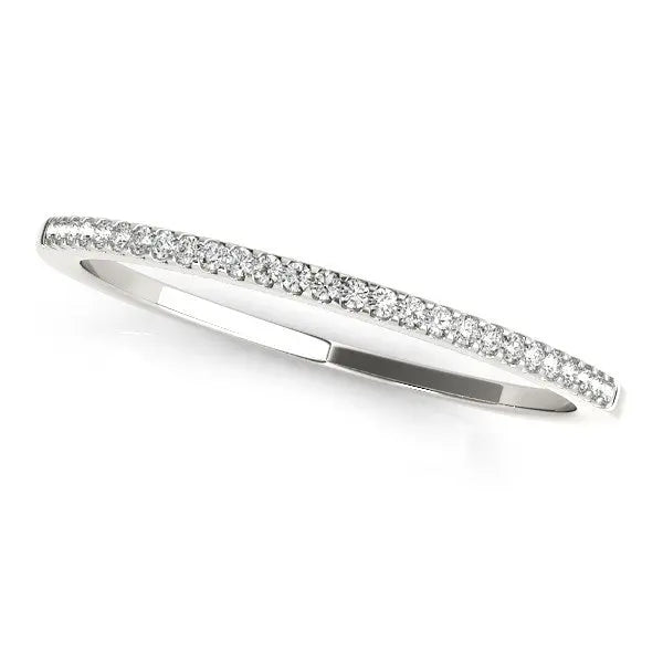 14k White Gold Slim Round Pave Set Wedding Band (1/10 cttw) RCJ