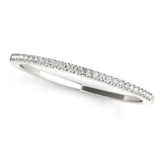 14k White Gold Slim Round Pave Set Wedding Band (1/10 cttw) RCJ