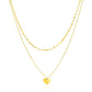 14k Yellow Gold 18 inch Two Strand Necklace with Heart Pendant RCJ