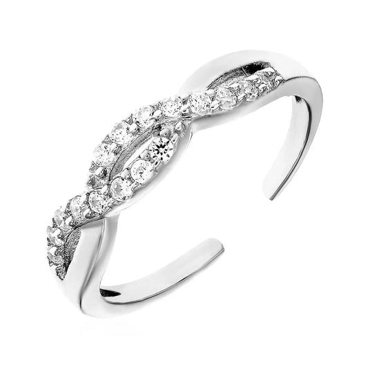 Toe Ring with Intertwined Cubic Zirconia in Sterling Silver RCJ