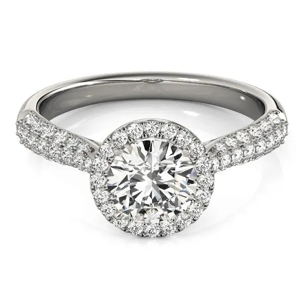 14k White Gold Halo Diamond Engagement Ring with Pave Band (1 1/3 cttw)Monde Trend