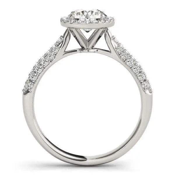 14k White Gold Halo Diamond Engagement Ring with Pave Band (1 1/3 cttw)Monde Trend