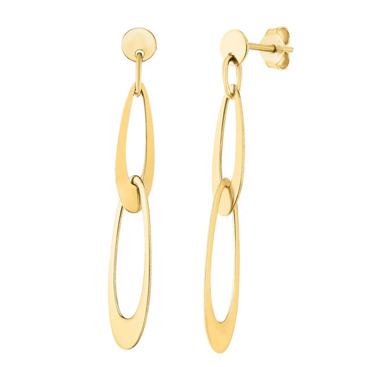 14k Yellow Gold Italian Oval Link Earrings RCJ