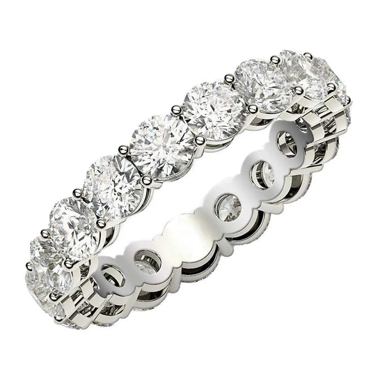 Round Cut Lab Grown Diamond Eternity Ring in 14k White Gold (3 cttw FG/VS2) RCJ