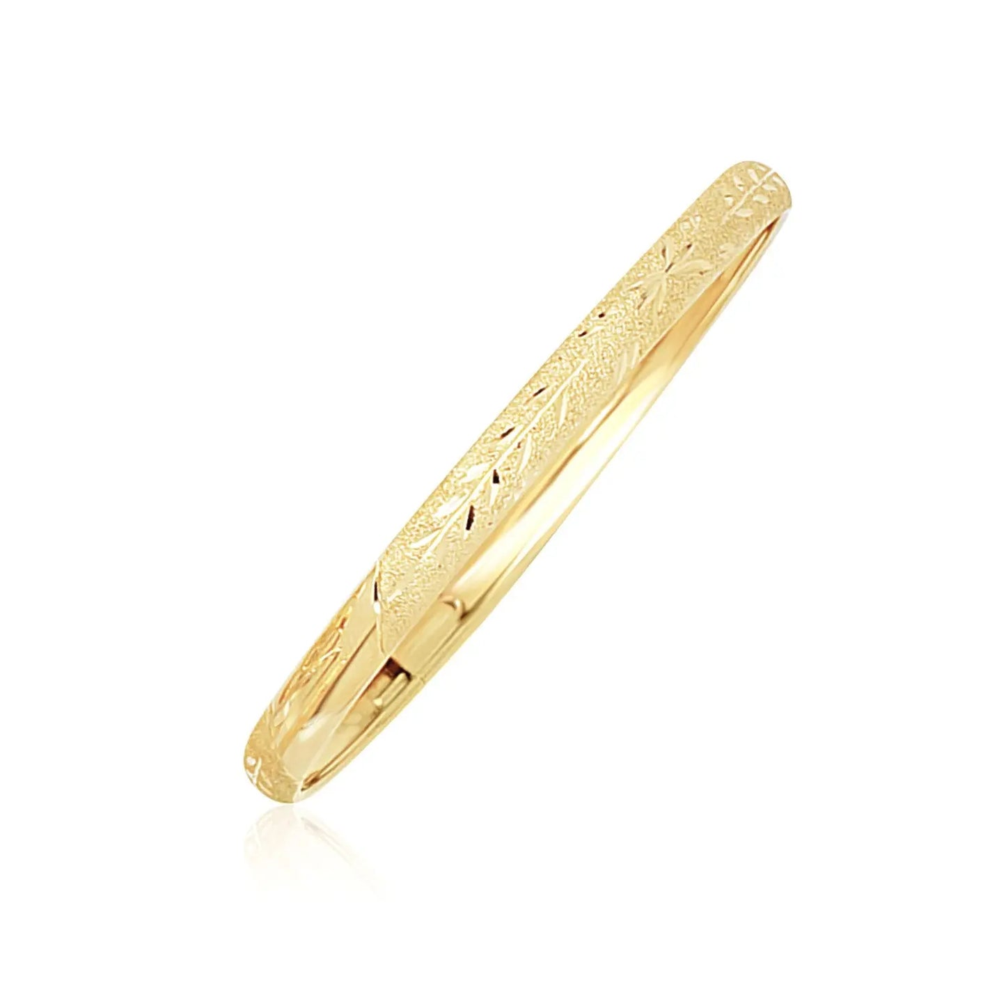 10k Yellow Gold Dome Childrens Diamond Cut Florentine Bangle (4.00 mm)Monde Trend