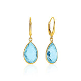 Drop Earrings with Pear-Shaped Blue Topaz Briolettes in 14k Yellow Gold RCJ