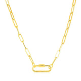 14k Yellow Gold Paperclip Chain Necklace with Oval Carabiner Clasp RCJ