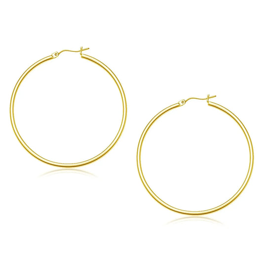 10k Yellow Gold Polished Hoop Earrings (2x45mm)Monde Trend