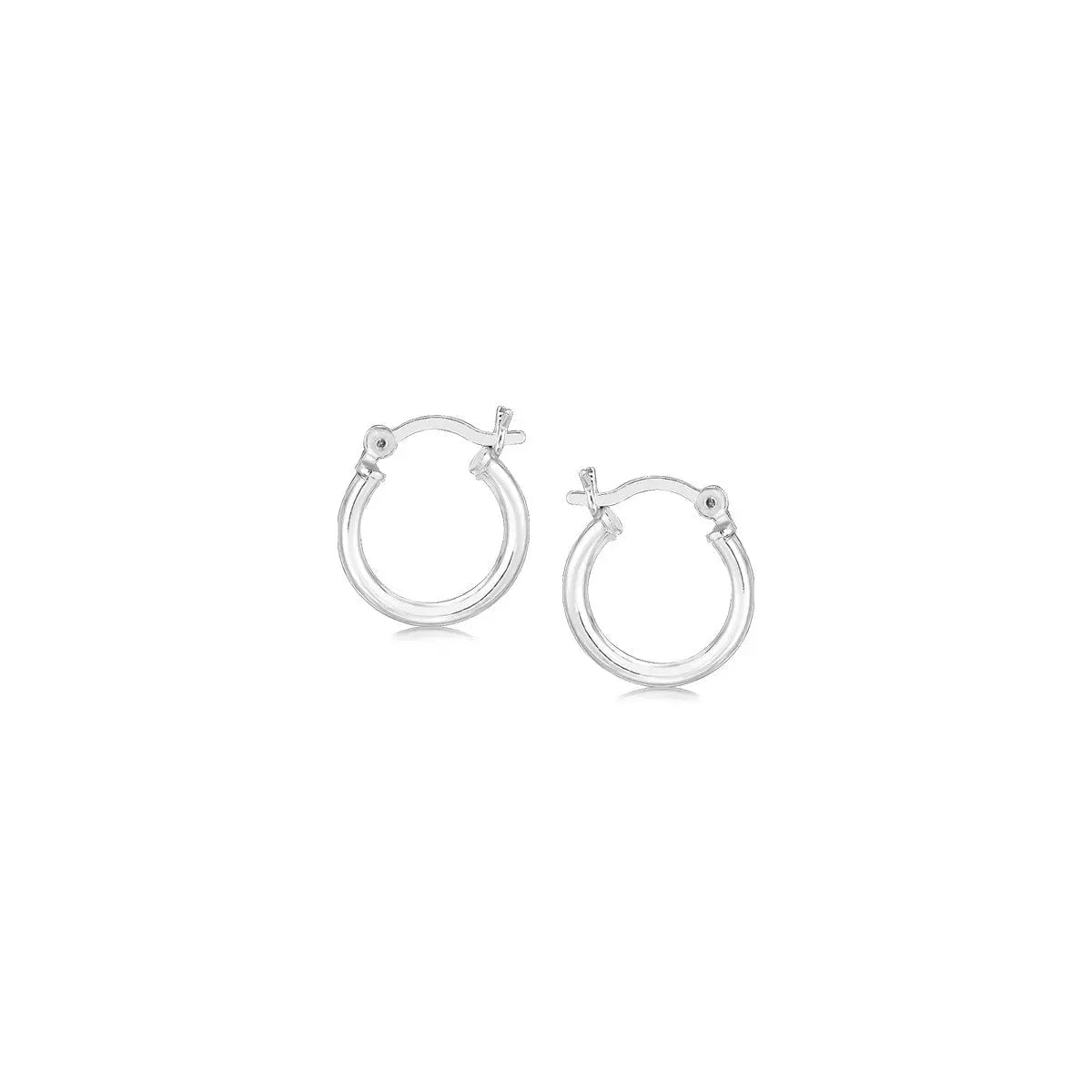 Sterling Silver Rhodium Plated Thin and Small Polished Hoop Earrings (2x10mm) RCJ