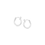 Sterling Silver Rhodium Plated Thin and Small Polished Hoop Earrings (2x10mm) RCJ