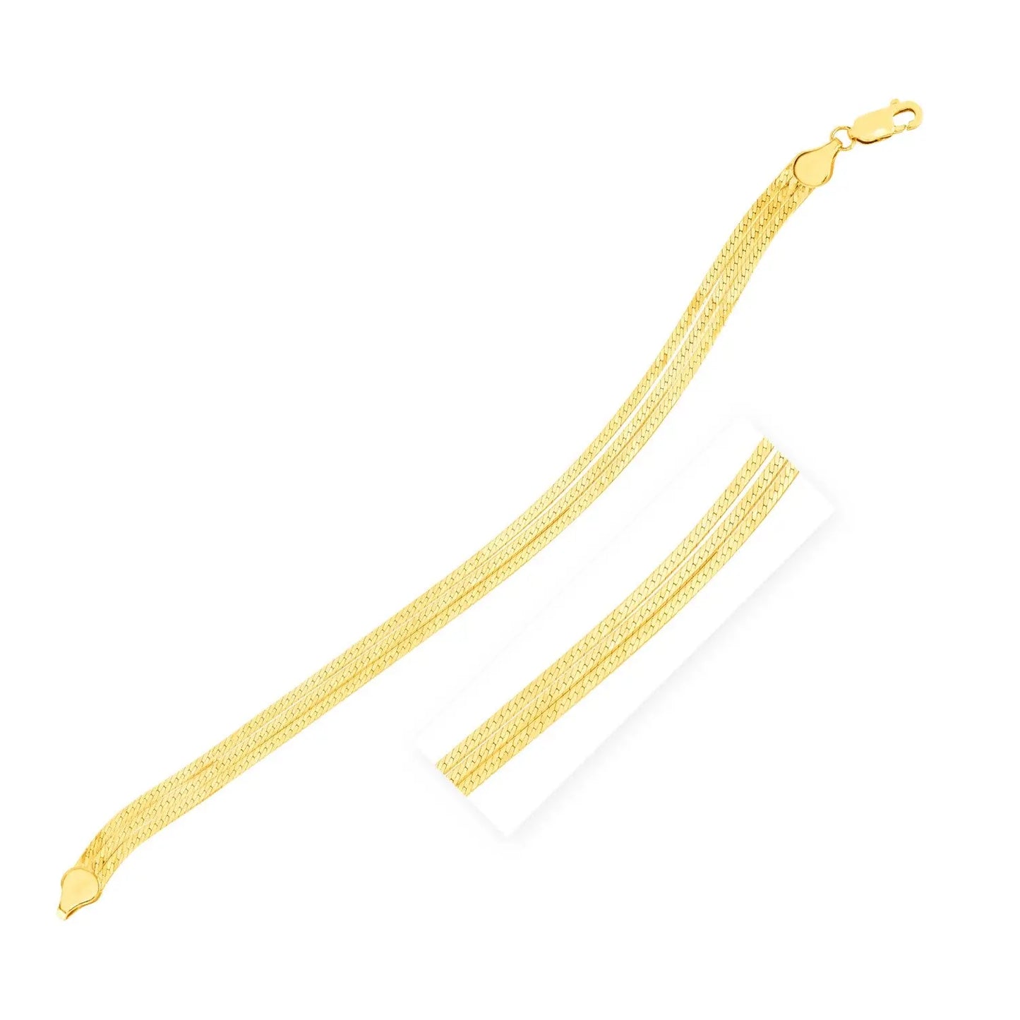 14k Yellow Gold 7 inch Three Strand Herringbone Chain Bracelet (1.80 mm) RCJ