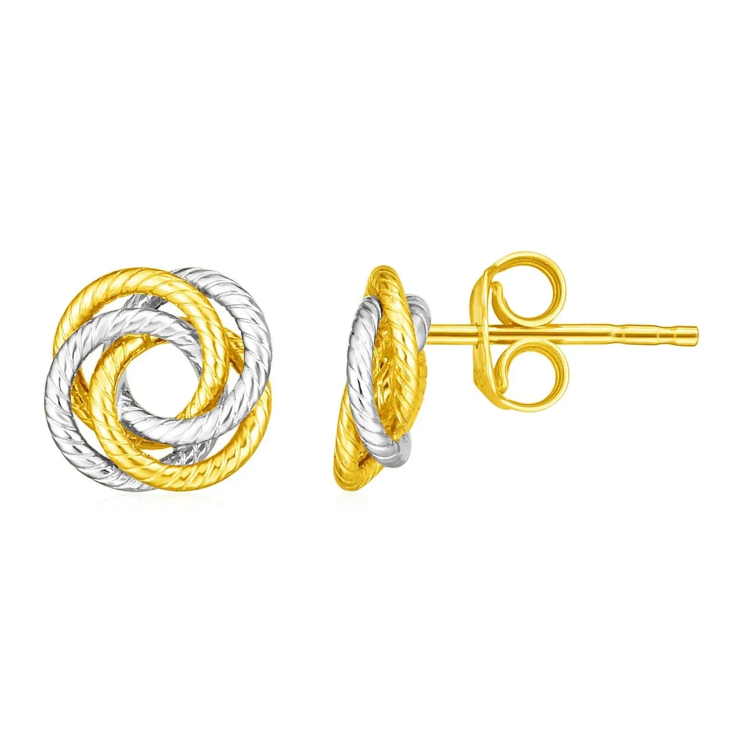 14k Two Tone Gold Love Knot EarringsMonde Trend