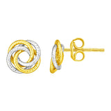 14k Two Tone Gold Love Knot EarringsMonde Trend