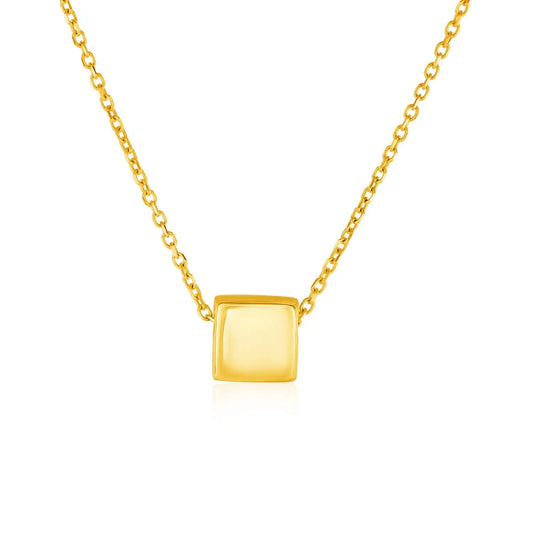 14k Yellow Gold with Shiny Square Pendant RCJ