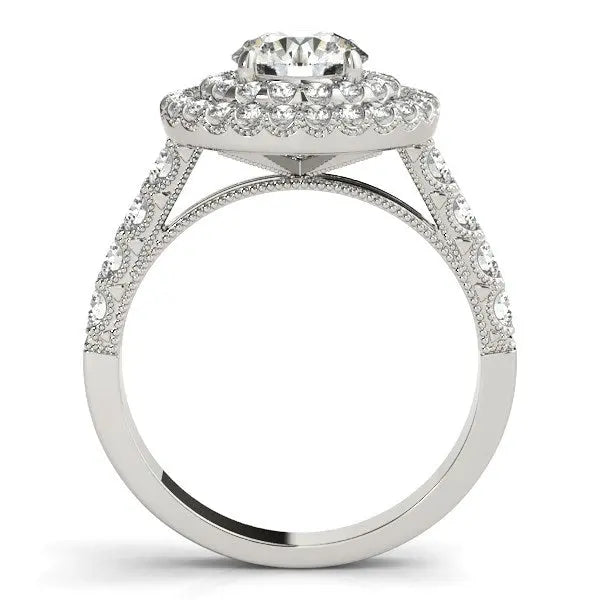 14k White Gold Diamond Engagement Ring with Double Pave Halo (2 5/8 cttw)Monde Trend