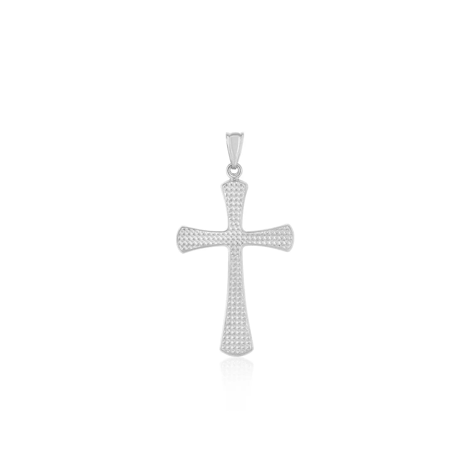 14k White Gold Cross Pendant with Beaded TextureMonde Trend