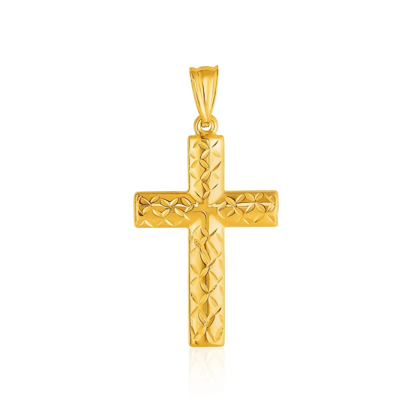 14k Yellow Gold Reversible Textured Cross Pendant RCJ