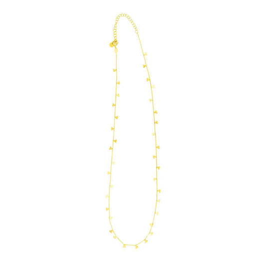 14K Yellow Gold Necklace with Dangling Hearts RCJ