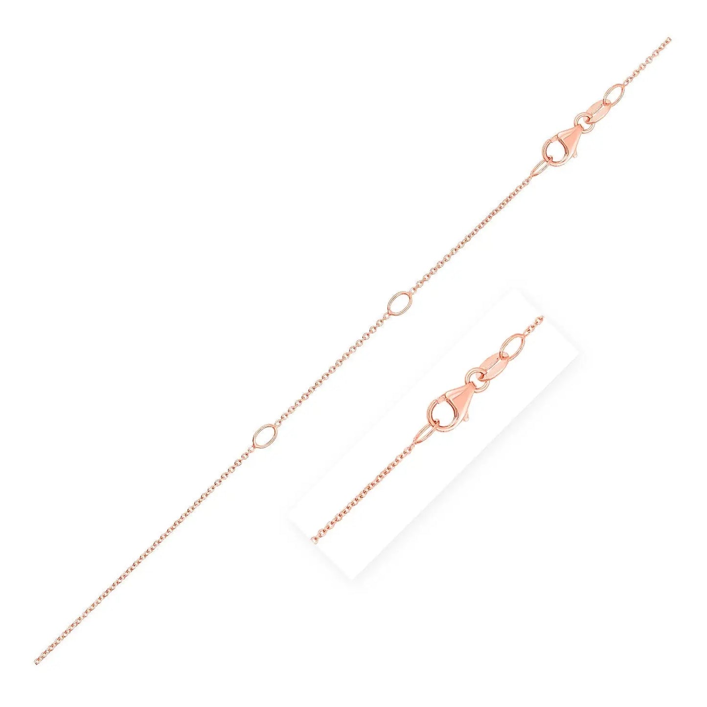 Double Extendable Cable Chain in 14k Rose Gold (0.85 mm) RCJ