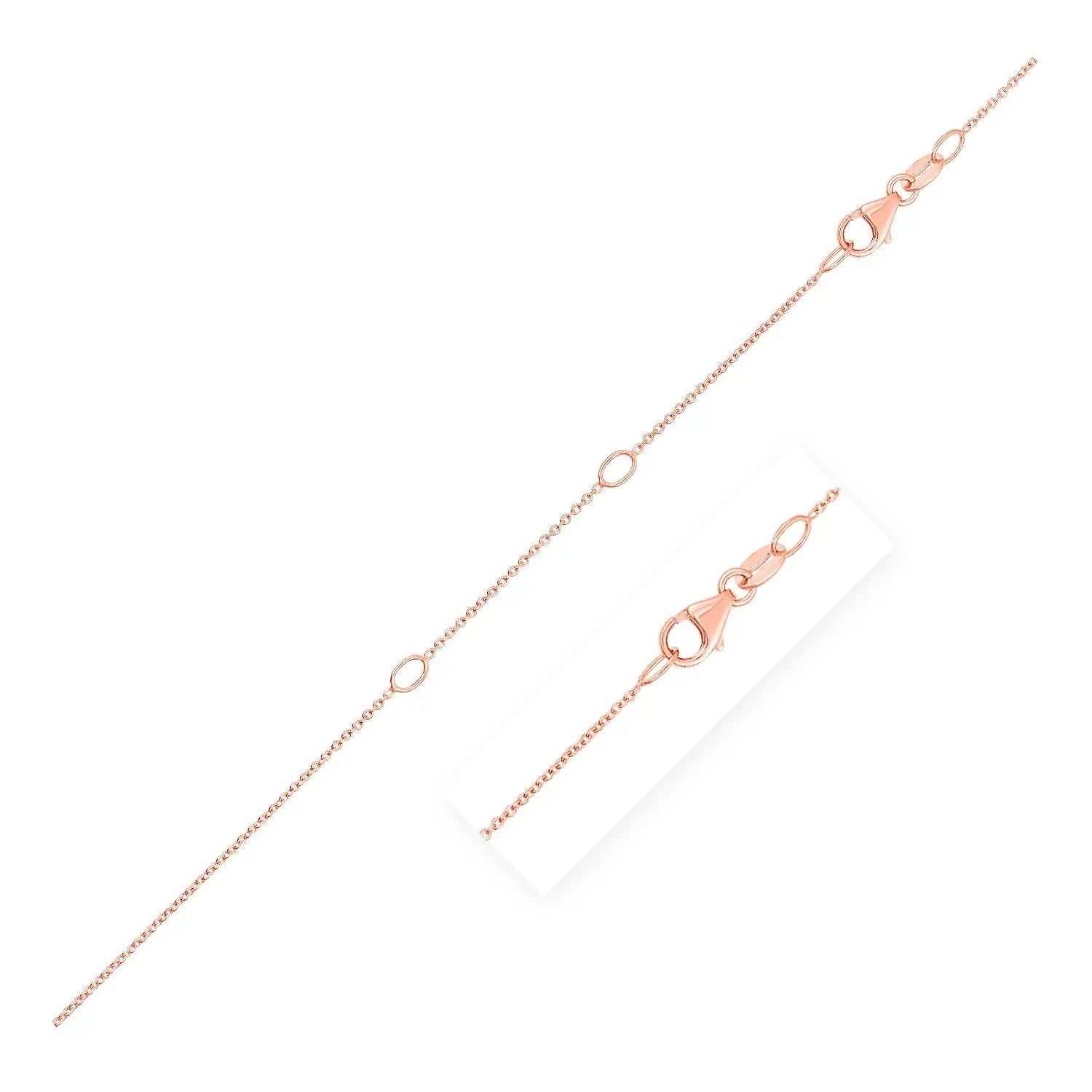 Double Extendable Cable Chain in 14k Rose Gold (0.85 mm) RCJ