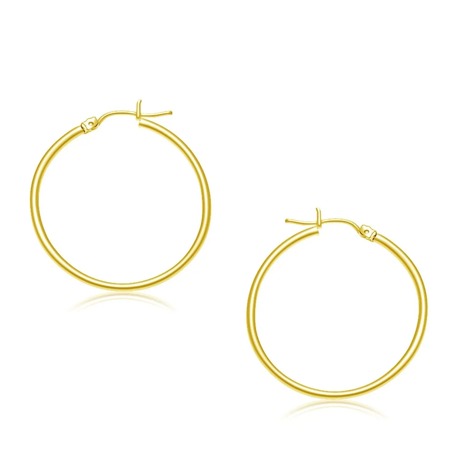 10k Yellow Gold Polished Hoop Earrings (2x30mm)Monde Trend