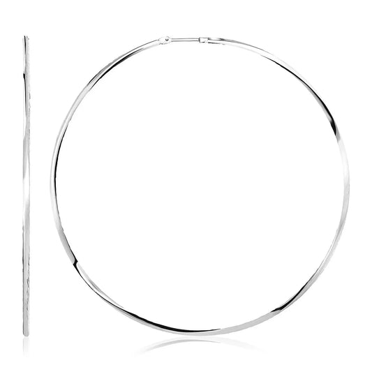 Sterling Silver Large Polished Round Hoop Earrings(70mm) RCJ