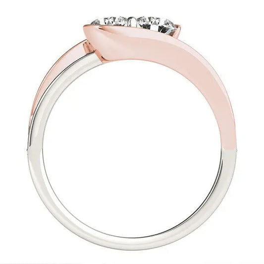 Two Stone Diamond Ring in 14k White And Rose Gold (3/4 cttw) RCJ