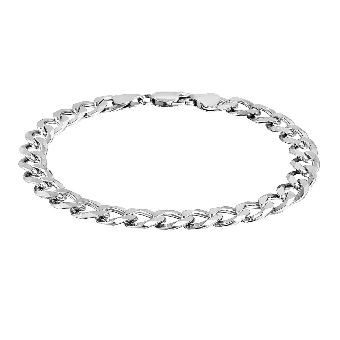 Rhodium Plated Sterling Silver Curb Style Bracelet (8.40 mm) RCJ