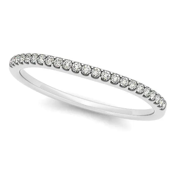 14k White Gold Scallop Setting Round Diamond Wedding Band (1/10 cttw) RCJ