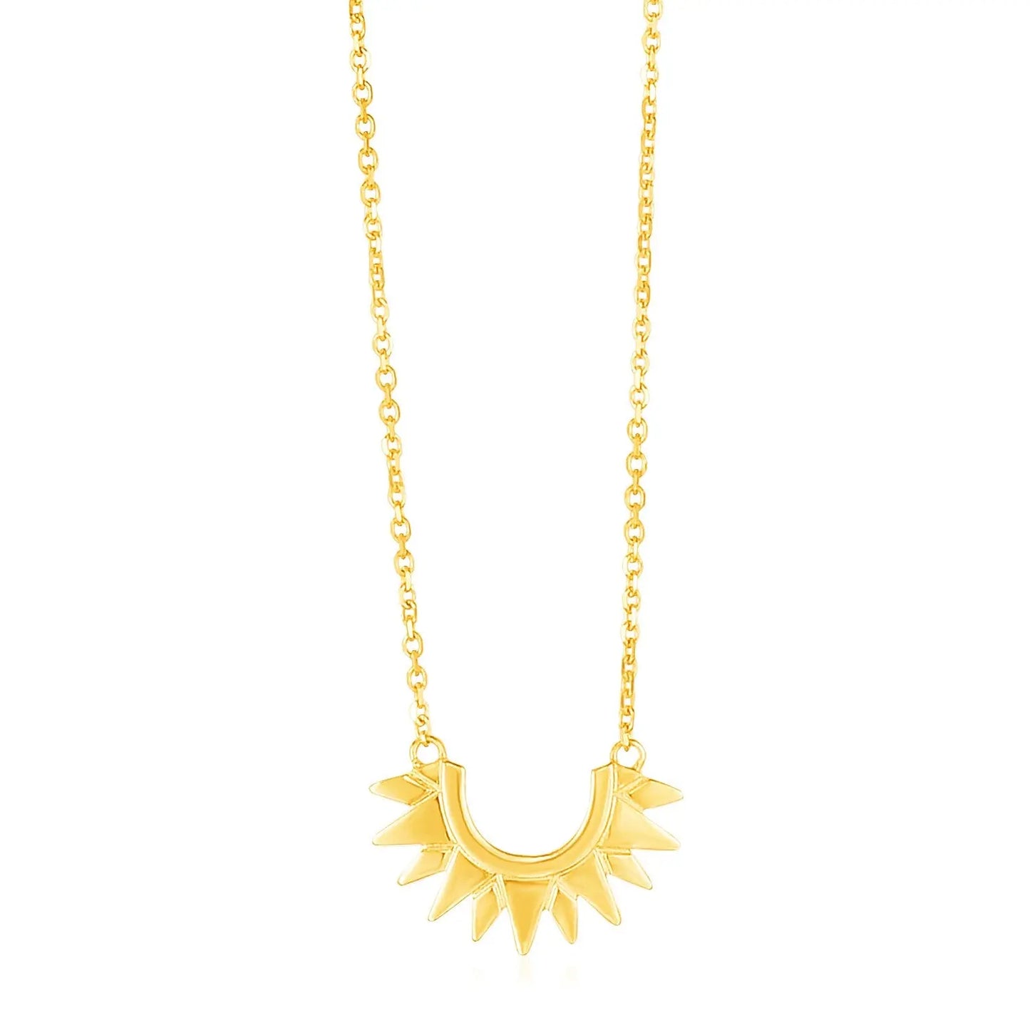 14k Yellow Gold Polished Sunburst Necklace RCJ