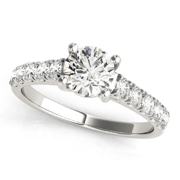 14k White Gold Round Trellis Setting Diamond Engagement Ring (1 cttw) RCJ