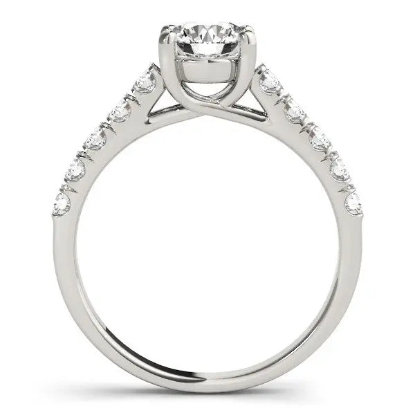 14k White Gold Round Trellis Setting Diamond Engagement Ring (1 cttw) RCJ