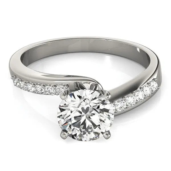 14k White Gold Bypass Round Pronged Diamond Engagement Ring (1 5/8 cttw)Monde Trend