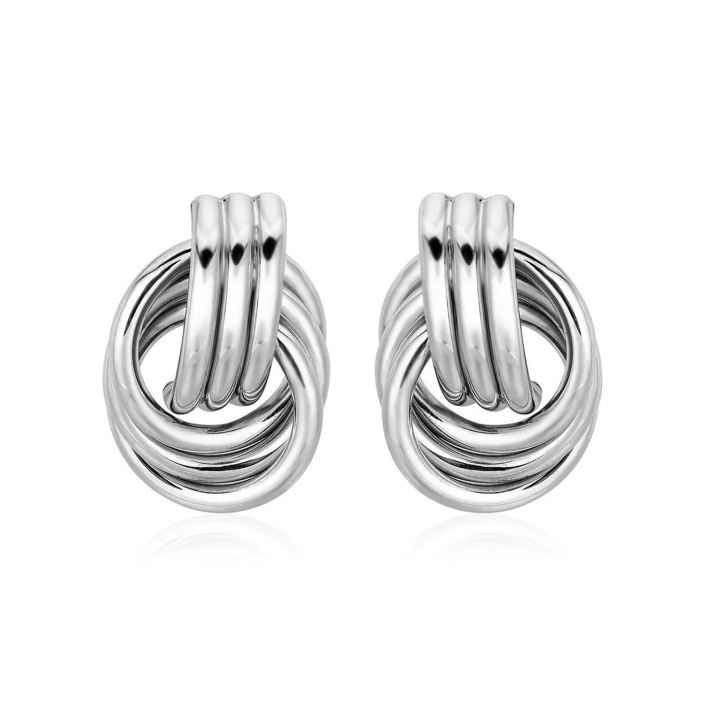 Polished Love Knot Earrings with Interlocking Rings in Sterling Silver(15mm) RCJ