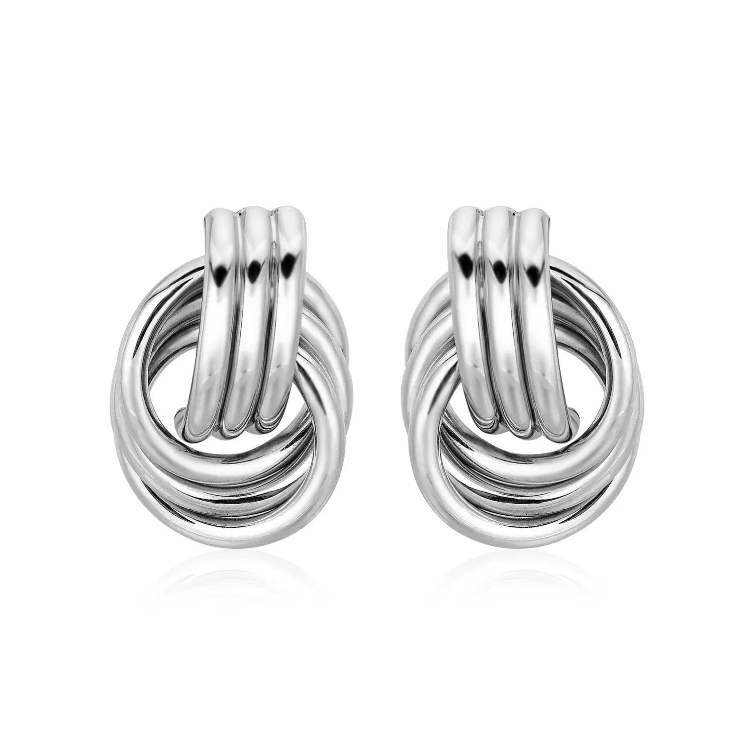 Polished Love Knot Earrings with Interlocking Rings in Sterling Silver(15mm) RCJ