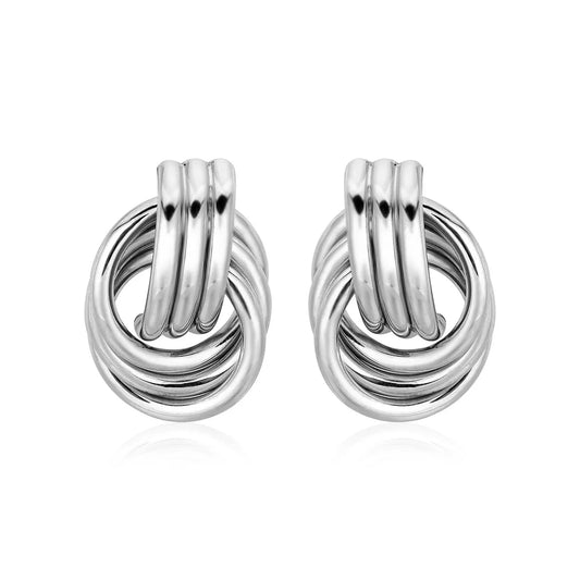 Polished Love Knot Earrings with Interlocking Rings in Sterling Silver(15mm) RCJ