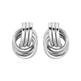 Polished Love Knot Earrings with Interlocking Rings in Sterling Silver(15mm) RCJ