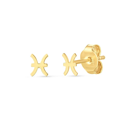 14K Yellow Gold Pisces Stud Earrings RCJ