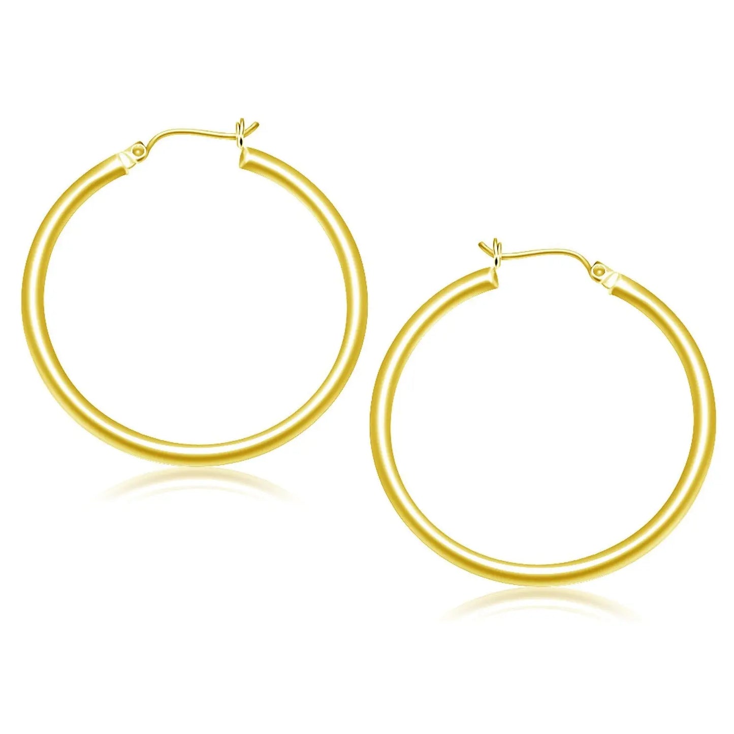 10k Yellow Gold Polished Hoop Earrings (3x40mm)Monde Trend