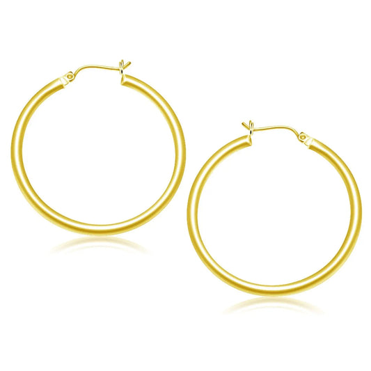 10k Yellow Gold Polished Hoop Earrings (3x40mm)Monde Trend